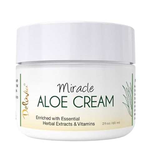 Deluvia Miracle Aloe Cream | Face & Body Moisturizer with Vitamin E & Organic Aloe Vera | Hydrating, Soothing for Dry Skin | Psoriasis, Eczema - 2 oz Compact Travel Size