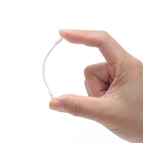 HOMEFOX 400 White Organic Cotton Swabs Spiral Pointed Double Sided - Gentle Lint-Free Tips