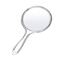 Small Clear Handheld Mirror with Handle 3.9x8.3 Inches - Double Sided 1X 2X Magnification - Clear Frame - Compact Makeup & Salon Mirror