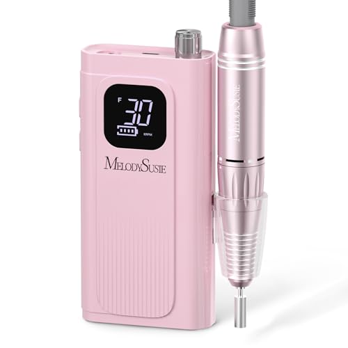 MelodySusie Professional Rechargeable Nail Drill 30000 RPM with Nail Stand for Press Ons