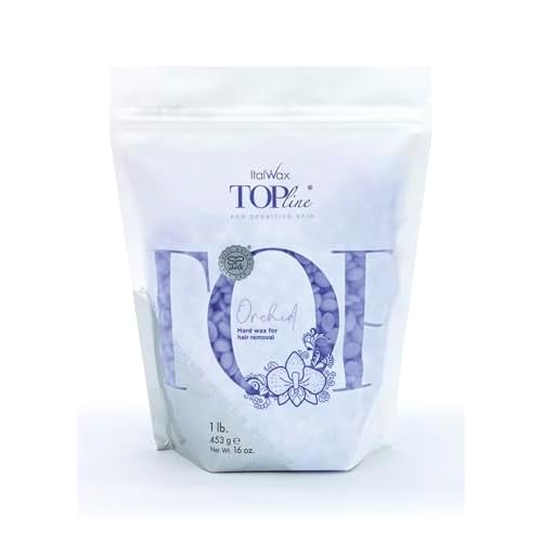 Italwax Top Line Orchid Hard Wax Beads 1 lb (450 g) ? Transparent Fast-Setting Jelly Wax with Floral Fragrance for Bikini & Underarms, Strong Grip, Professional Use ? Made in Italy