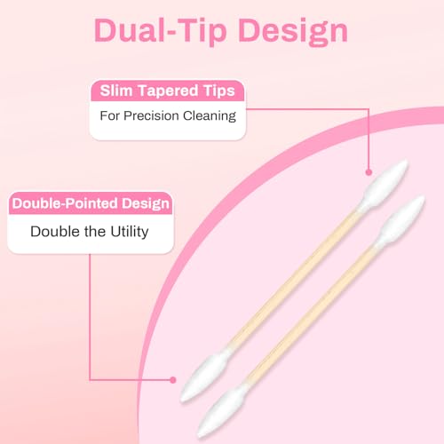 RAQEHO 300 Double-Pointed Cotton Swabs – Precision Bamboo Tips for Makeup & Cleaning