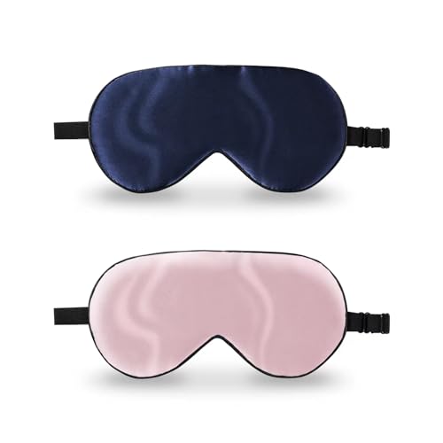 ZIMASILK 100% Natural Silk Sleep Mask Blindfold,Adjustable Super-Smooth Soft Eye Mask for Sleep with Bag(Pink)