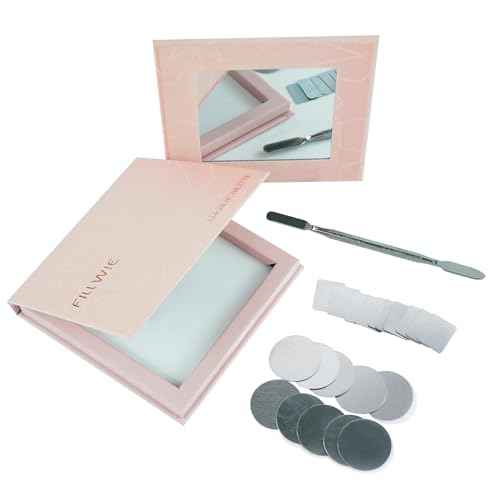 Pink Magnetic Refillable Makeup Palette with Mirror ? Lightweight, Durable, Travel-Ready Case for Eyeshadow, Blush, Lipstick ? Includes Spatula & 20 Stickers ? Small, Waterproof Paperboard