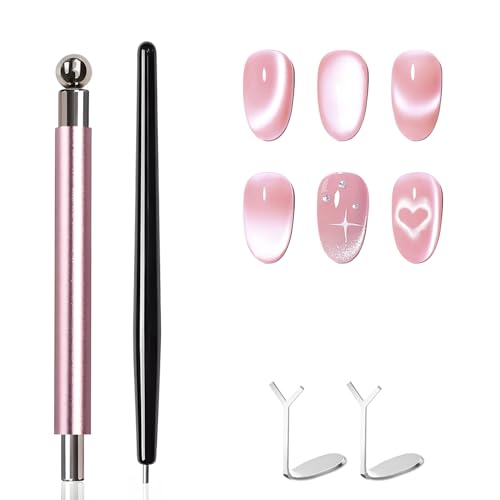 4-Piece Cat Eye Magnet Set – Black Bead-Attracting Nail Pen &