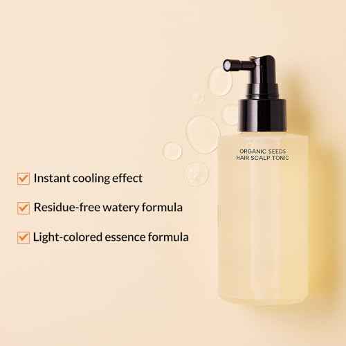 Whamisa Organic Seeds Hair Scalp Tonic, Fermented Postbiotic Formula for Revitalizing Scalp, Scalp Conditioning, Root Care, Hair Growth, Dry Scalp, Cooling (165ml)
