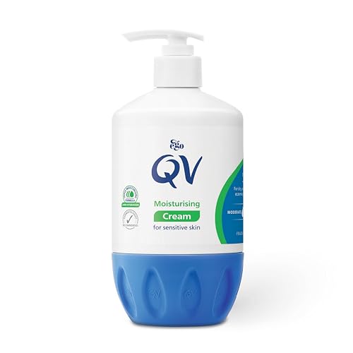 QV Cream with 10% Glycerin (500g) Rich Protective Moisturiser for Sensitive Dry Skin Fragrance Free Noncomedogenic Body Cream Hydrating Skin Care for Eczema Psoriasis Dermatitis Pump Dispenser Bottle