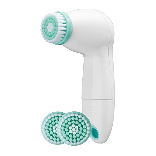 Conair True Glow Facial Cleansing Brush, 2-Speed Sonic Scrubber with 3 Heads