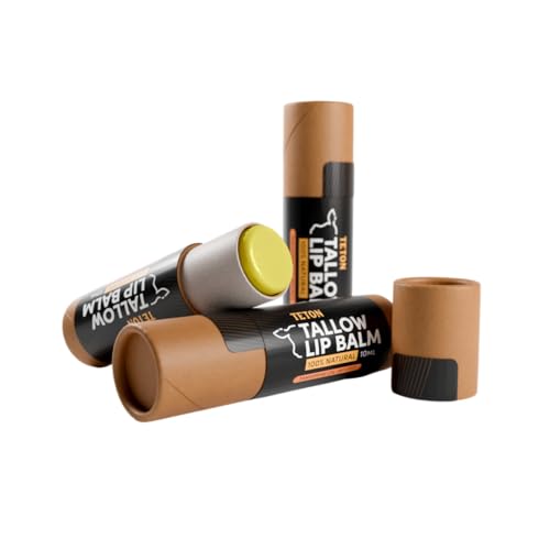 Teton Grass Fed Tallow Lip Balm with Beeswax & Jojoba Oil ? Deep Moisturizing Lip Care with Vitamin E & Tangerine Oil ? Smooth, Nourishing Lip Balm for Dry, Chapped Lips (3)