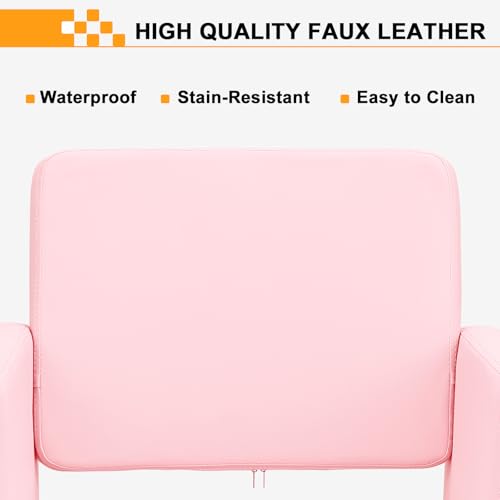 Barber Salon Chair with Hydraulic Lift, Pink Styling Chair
