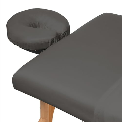 Saloniture Gray Microfiber Massage Table Sheet Set - Includes Fitted, Flat & Face Cover