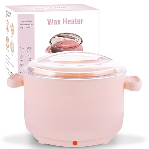 Mini Wax Warmer for Hair Removal, 16.9oz Silicone Portable Electric Wax Heater Machine for Hard and Soft Wax Beads, Easy Clean, Fast Heating for Home, Braizlian Waxing, Body, Bikini, Eyebrow, Pink