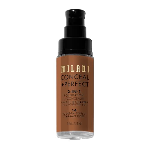 Milani Conceal + Perfect 2-in-1 Foundation + Concealer - Golden Toffee (1 Fl. Oz.) Cruelty-Free Liquid Foundation - Cover Under-Eye Circles, Blemishes & Skin Discoloration for a Flawless Complexion