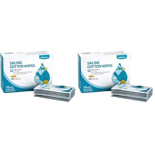 Winner Sterile Saline Wipes, 6" x 8" Large Personal Care Wipes, Gentle Saline Pads for Piercings, Multi-Purpose for Sensitive Eyes and Face, Individually Wrapped, 70 Count (Pack of 2)