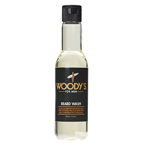 Woody's Beard Wash for Men - Beard Wash and Conditioner, Cleanses Facial Hair & Skin, Aloe Vera & Chamomile Scent, 6.3 fl oz