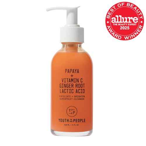 Youth To The People Superfruit Facial Cleanser Full Size - Papaya + Vitamin C Exfoliating Face Wash, Cellular Skin Renewal with AHA + BHA, Evens Skin Tone & Texture for Soft + Radiant Skin - 5 fl oz