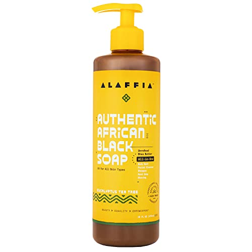 Alaffia Authentic African Black Soap All-In-One, Eucalyptus Tea Tree 16 fl oz