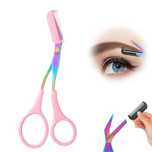 2-in-1 Eyebrow Scissors with Comb - Stainless Steel Trimmer