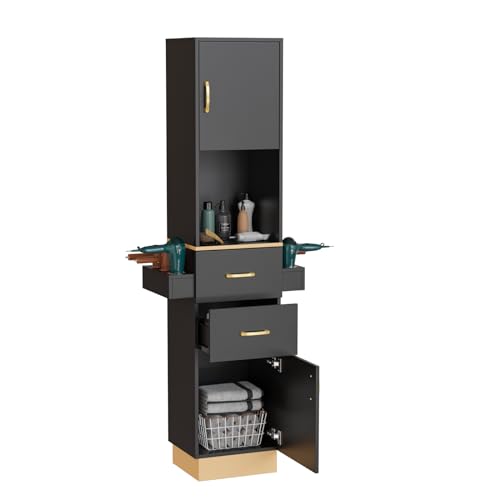 OmySalon Salon Station with 2 Drawers & 6 Hair Dryer Holders