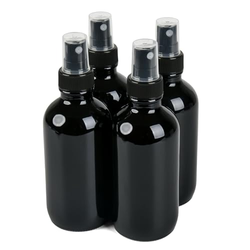 4 Pack 4oz Refillable Glass Spray Bottles - Fine Mist for Skincare & Cleaning