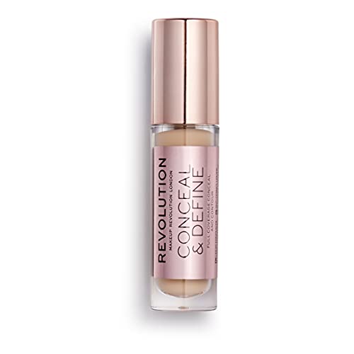 Revolution Beauty, Conceal & Define Concealer, Full Coverage & Lightweight, Long-Lasting Matte Finish, Vegan & Cruelty Free, C9 Medium or Tan Skin Tones, 0.14 Oz.