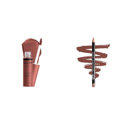 NYX Butter Lip Gloss & Slim Lip Liner Bundle - Praline & Mahogany