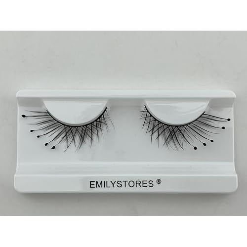 Halloween False Eyelashes, Dramatic Black Lashes with Dots for Yzma Costume, Reusable 1Pair