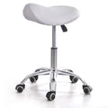 Ergonomic Saddle Rolling Stool for Salon Office Bar Tattoo Lash Tech Manicure Kitchen Hygienic Home Eyelash Artist Spa Metal Stool with Wheels Adjustable Seat Chair,White
