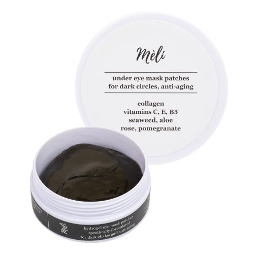 MÈLI Under Eye Patches for Dark Circles, Hydration, Anti-aging, Anti-inflammatory | Collagen, Vitamin C, Vitamin E, Vitamin B5, Seaweed Extract, Rose Oil, Aloe Extract, Pomegranate Extract