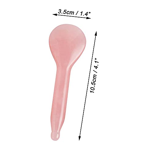 LZLRUN Rose Quartz Jade Spoon Roller Real Gua Sha Board Mushroom Massager Face Lifting Tool Facial Guasha Massage Tool (Spoon Shape)