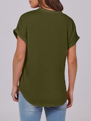 ANRABESS Women's Short Sleeve Henley Top - Casual Summer Blouse