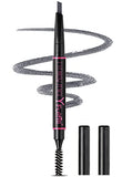 Grey Eyebrow Pencil Waterproof, Dual-Tip Brow Pen with Spoolie