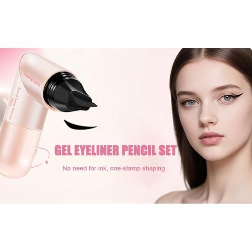 Rotating Eyeliner Stamp Pen - Winged Eyeliner Stamp for Perfect Winged Cat Eye, Dual-ended Wing Liner Stamp with Liquid Eyeliner, Waterproof & Smudge-proof, Quick Dry Eye Wing Stamp for Beginners