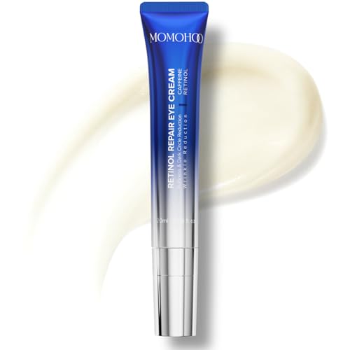 MOMOHOO Retinol Caffeine Under Eye Cream ? Anti-Aging Eye Cream with Soluble Collagen for Puffiness, Wrinkles, and Under-Eye Bags, Hydrating & Soothing Formula for Women (0.68 fl. oz)