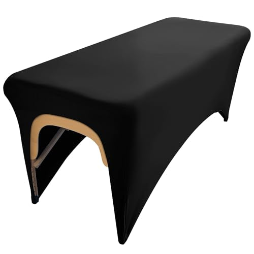 Black Stretch Lash Bed Cover with Leg Cutout - 6FT Spa Massage Table Sheet