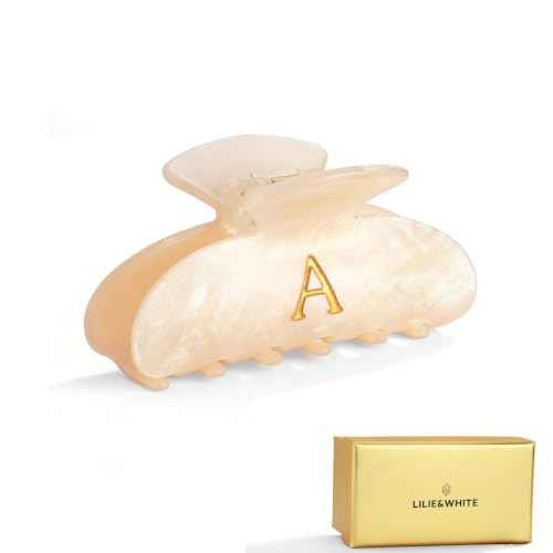 LILIE&WHITE Acrylic Letter Hair Clips For Women Stylish A Monogram Hair Claw Alphabet Hair Clip Fashion Glitter Claw Clips Elegant And Durable Hair Accessory Large Hair Clips A