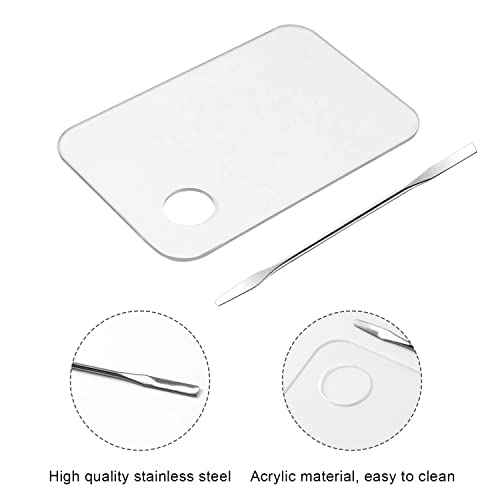 2PCS Acrylic Cosmetic Palette with 2PCS Spatula Tool,Makeup Palette Mixing Tray Apply for Foundation Eye Shadow Lipsticks Nail Art Professional Pigment Blending