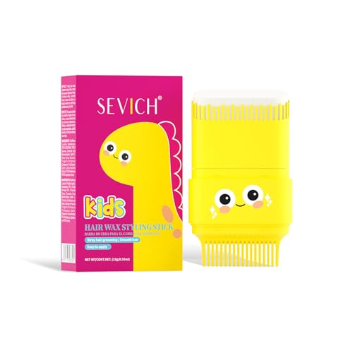 Kids Hair Wax Stick with Comb & Dinosaur Design, Frizz & Flyaway Control, Shea & Strawberry Extract, 15g