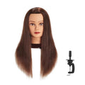 20-22in 100% Human Hair Mannequin Head for Hairdressing WEICHENHAIR (Brown) with Table Clamp