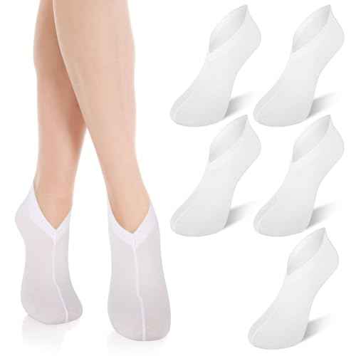 10-Pack White Spa Cotton Socks, Reusable Hydrating Socks, Cotton Blend Breathable Foot Mask Sleeves for Dry, Cracked Feet Relief, Overnight Moisturizing Foot Care, Home SPA Therapy