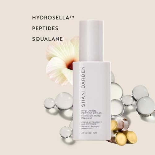 Shani Darden Hydration Peptide Cream, Oil-Free Face Moisturizer with Peptides, Squalane, Niacinamide & Ceramides for Normal to Dry Skin, Up to 72 Hours of Hydration Without Clogging Pores, 2.5 fl oz