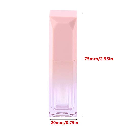 10Pcs 5ml Gradient Pink Empty Lip Gloss Tubes Plastic Mini Refillable Lip Balm Lipstick Bottle Lip Glaze Tube with Wand Travel Pipe Vials DIY Beauty Makeup Cosmetic Container Jar Pot Lip Oil