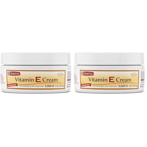 De La Cruz Vitamin E Cream Moisturizer for Face and Neck - Moisturizing Skin Care for All Skin Types - Made in USA (Pack of 2)