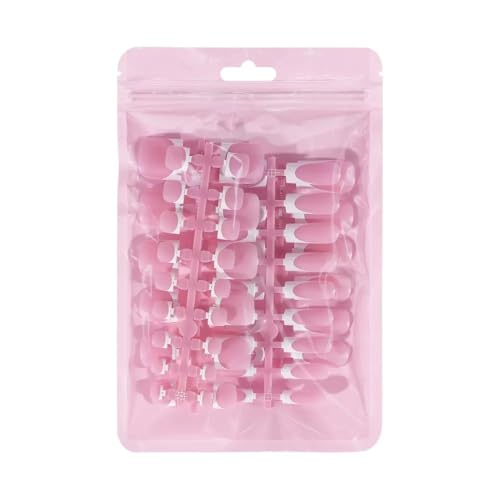 White French Tip Press On Nails & Toenails Set - Medium Square Fake Nails for Manicure