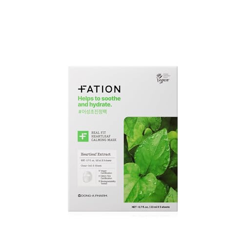 Fation Real Fit Mask, 5 Pack (Heartleaf Calming)