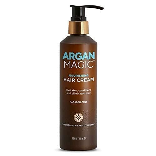 Argan Magic Nourishing Hair Cream - Hydrates, Conditions, and Eliminates Frizz for All Hair Types | Seals in Shine | Made in USA, Paraben Free, Cruelty Free (8.5 oz)