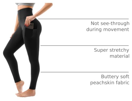 SINOPHANT High Waisted Yoga Leggings with Pockets - Buttery Soft Full Length