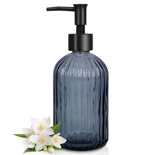 Topsky Glass Soap Dispenser 400ml - Rustproof Black Pump