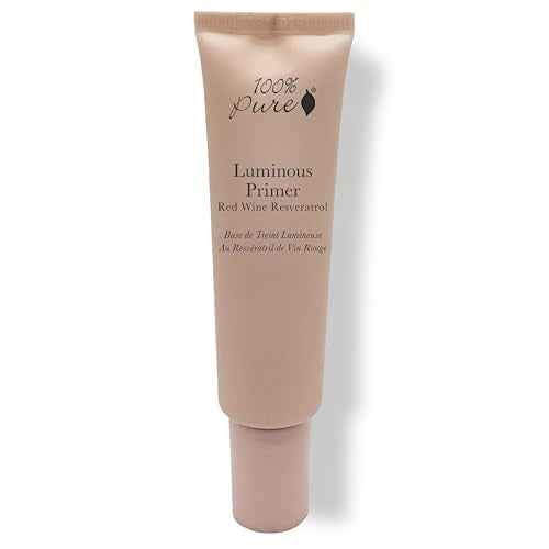 100% PURE Luminous Face Primer Illuminating Makeup Base & Moisturizer with Anti-Aging Antioxidants - Glowy Long-Lasting & Pore Diminishing Cosmetics Prep, Flawless Soothing Hydration - 1 oz