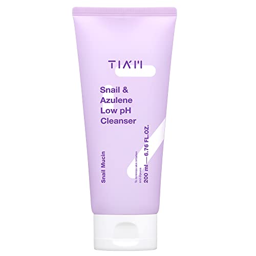 TIA'M TIAM Snail&Azulene Low pH Cleanser, Gel Facial Cleanser, Snail Secretion Filtrate, pH Balancing, Anti Acne, Breakouts Treatment, Sensitive Skin, 6.76 Fl.Oz